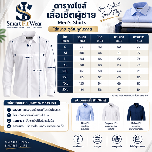 เสื้อเชิ้ตทรง Slim Fit สีกรมท่า